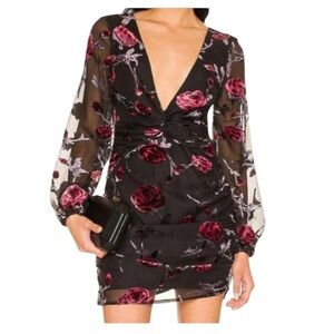 Majorelle NEW Ava Deep Vneck Ruched Mini Dress